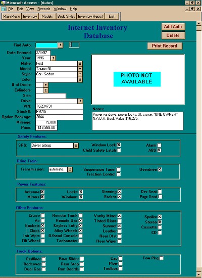 Auto Inventory Database